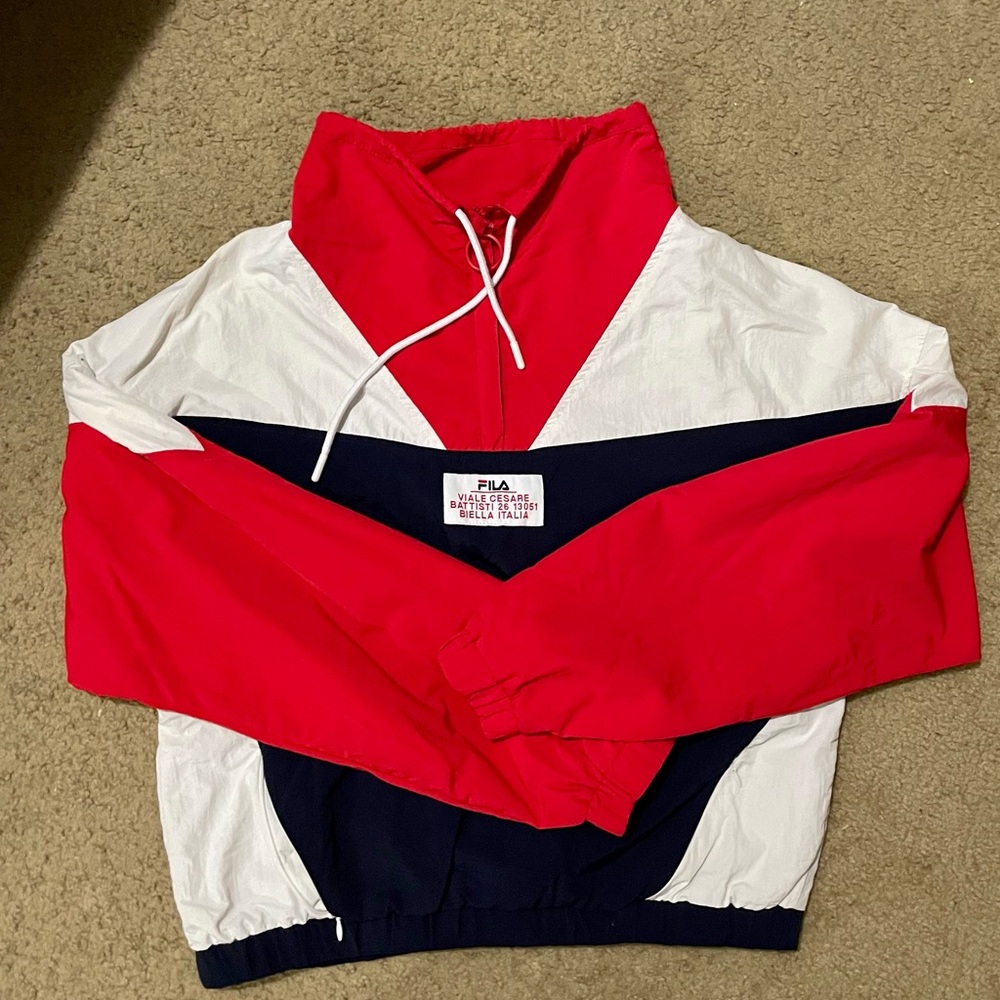 Vintage FILA red, white, and blue windbreaker jacket size large